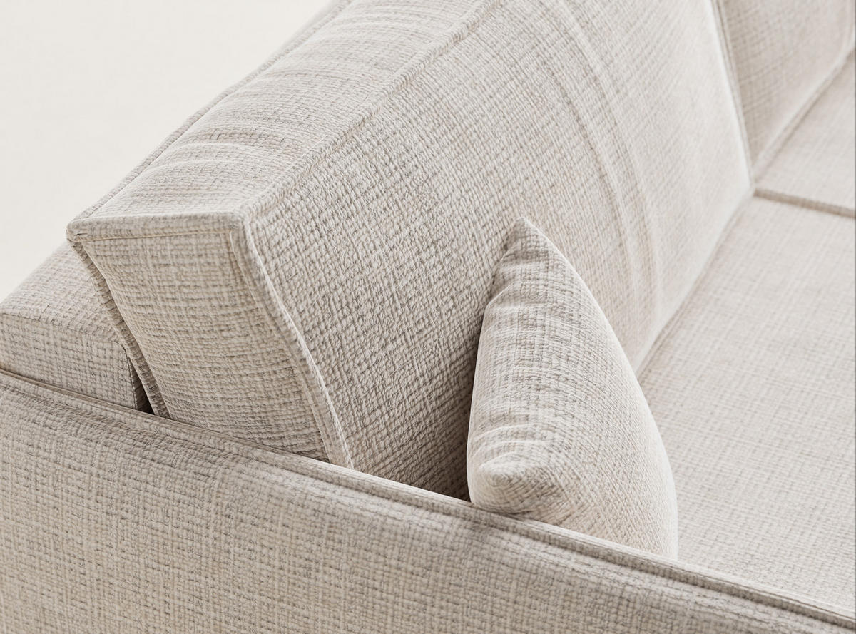 SOFA MIT SCHLAFFUNKTION Obra Creme Chenille-Stoff - Creme/Schwarz, Holz/Holzwerkstoff (220/70/107cm) - Maison de Reve