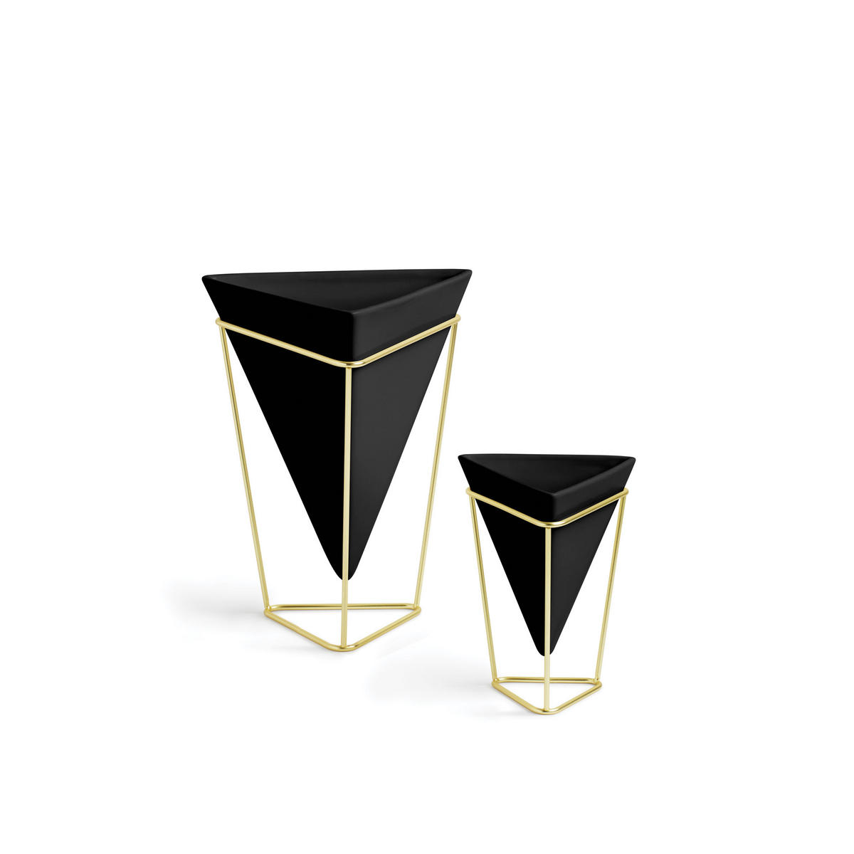 TISCHVASE Trigg, 2er Set, Schwarz/Mattes Messing - Schwarz, Keramik (13.97cm) - Umbra