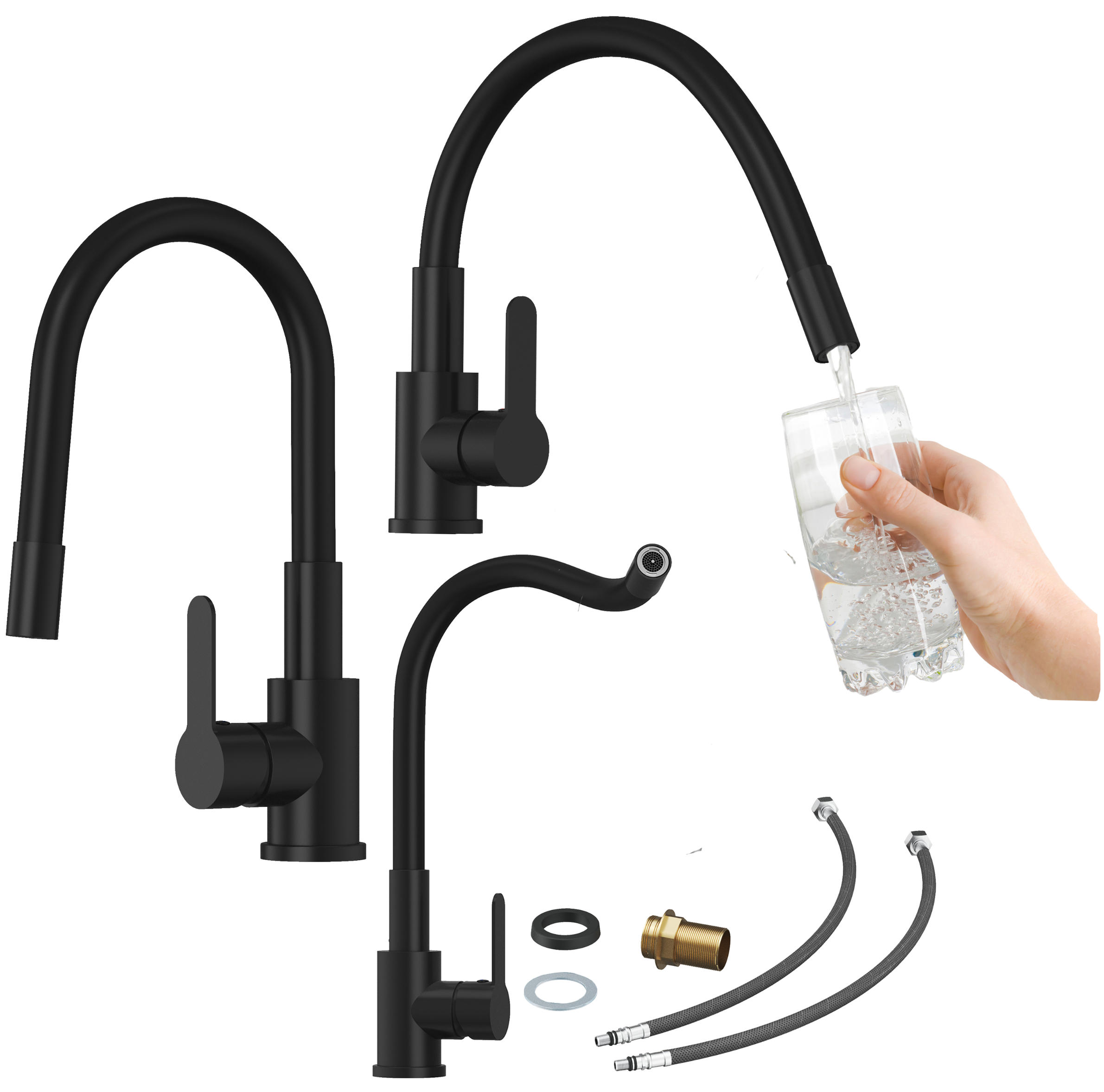 GRANITÁN Schwarze Waschtischar Flexibler - Schwarz, Kunststoff (5/32/23cm) - Granitan