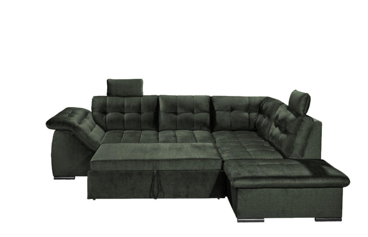 ECKSOFA mit Schlaffunktion und Bettkasten - Grün, Kunststoff/Textil (217/283cm) - ed exciting design