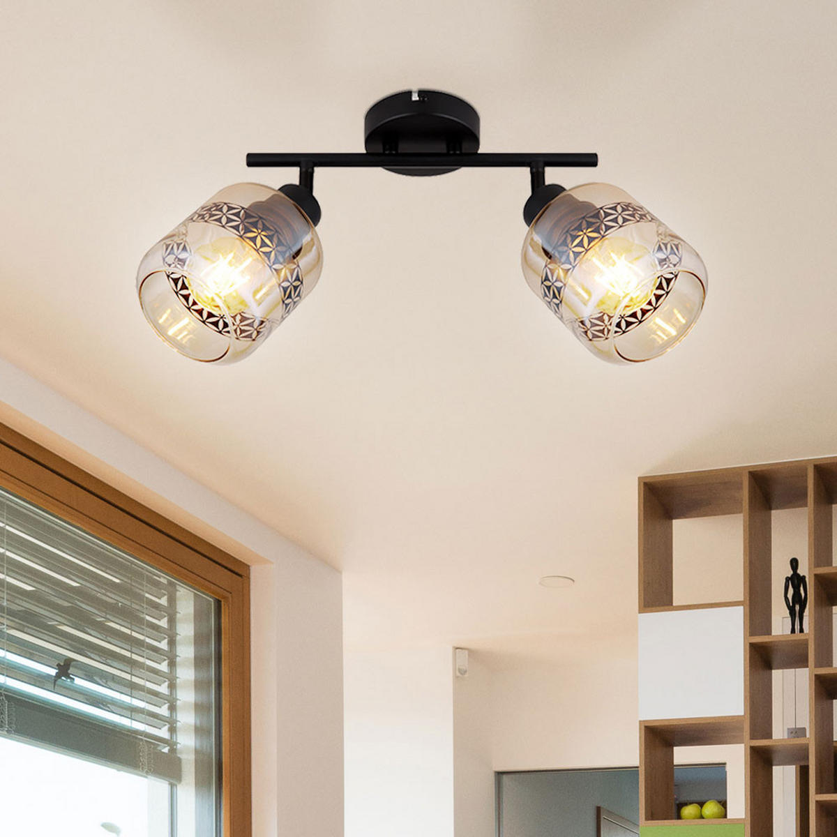DECKENLEUCHTE Metall Glas Schwarz - Schwarz, Glas (29.5/11/25cm) - Globo Lighting