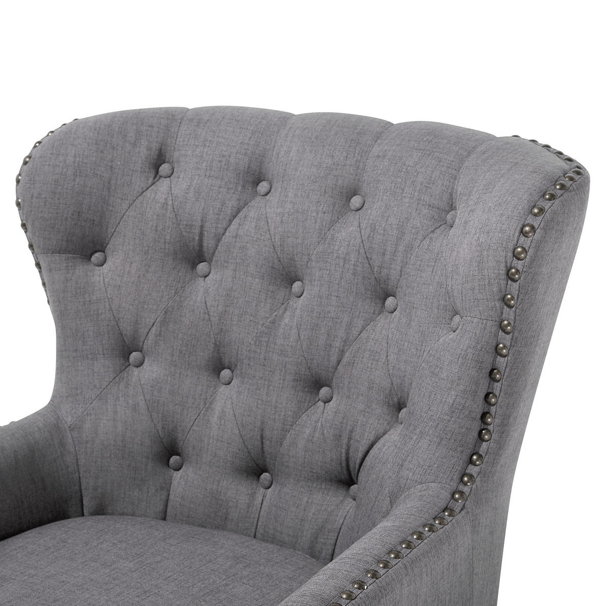 SESSEL Polsterbezug hellgrau Viborg - Dunkelbraun/Grau, Textil (75/93/57cm) - Beliani