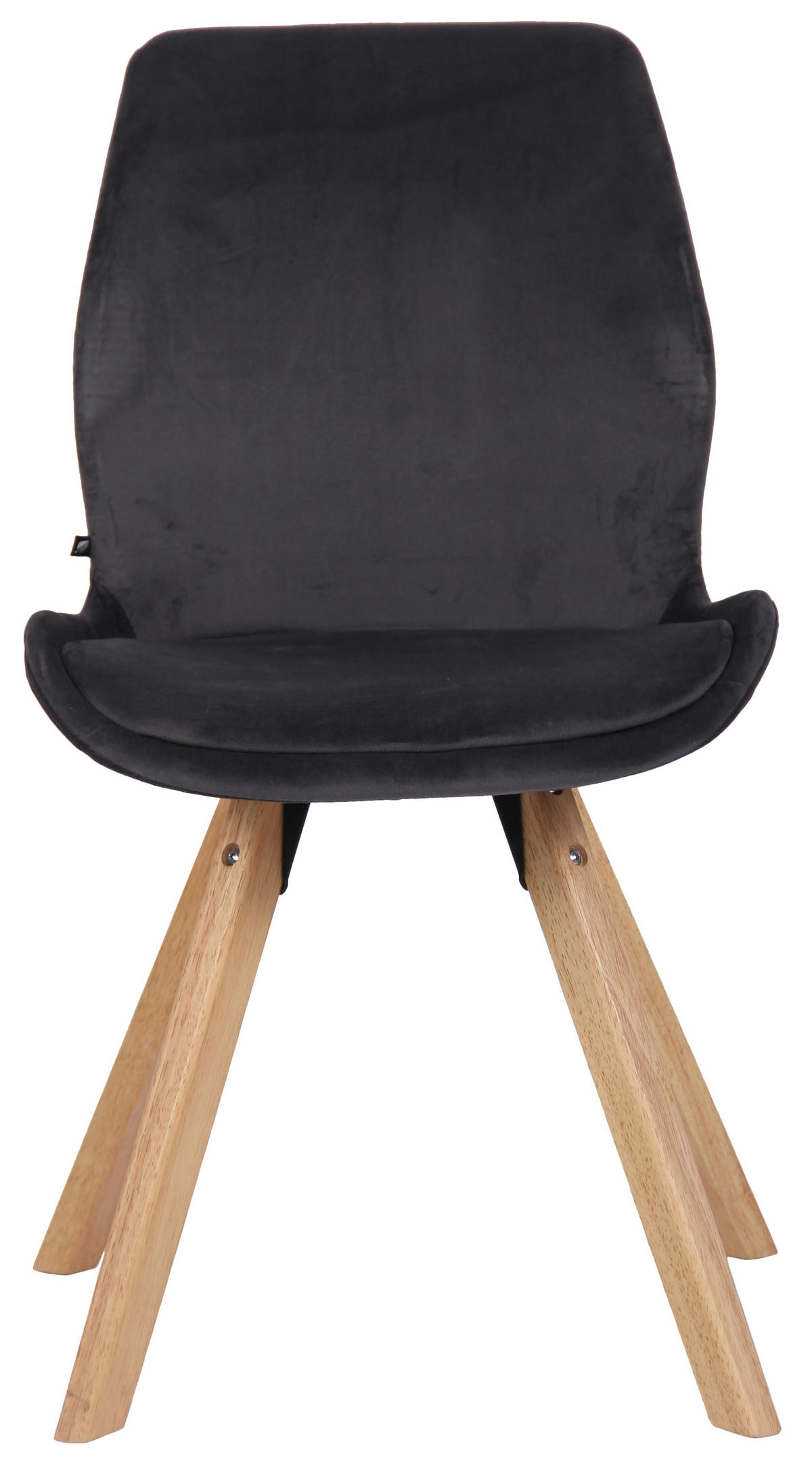 STUHL Samt dunkelgrau - Eukalyptusholzfarben/Dunkelgrau, Holz/Textil (49/87.5/58cm) - CLP