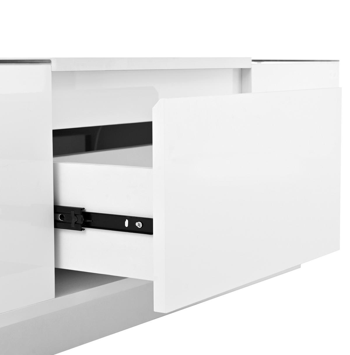 COUCHTISCH 105/50/35 cm in Weiß mit LED-Beleuchtung und Stauraum - Weiß, Holzwerkstoff (105/50/35cm) - Flora Grace