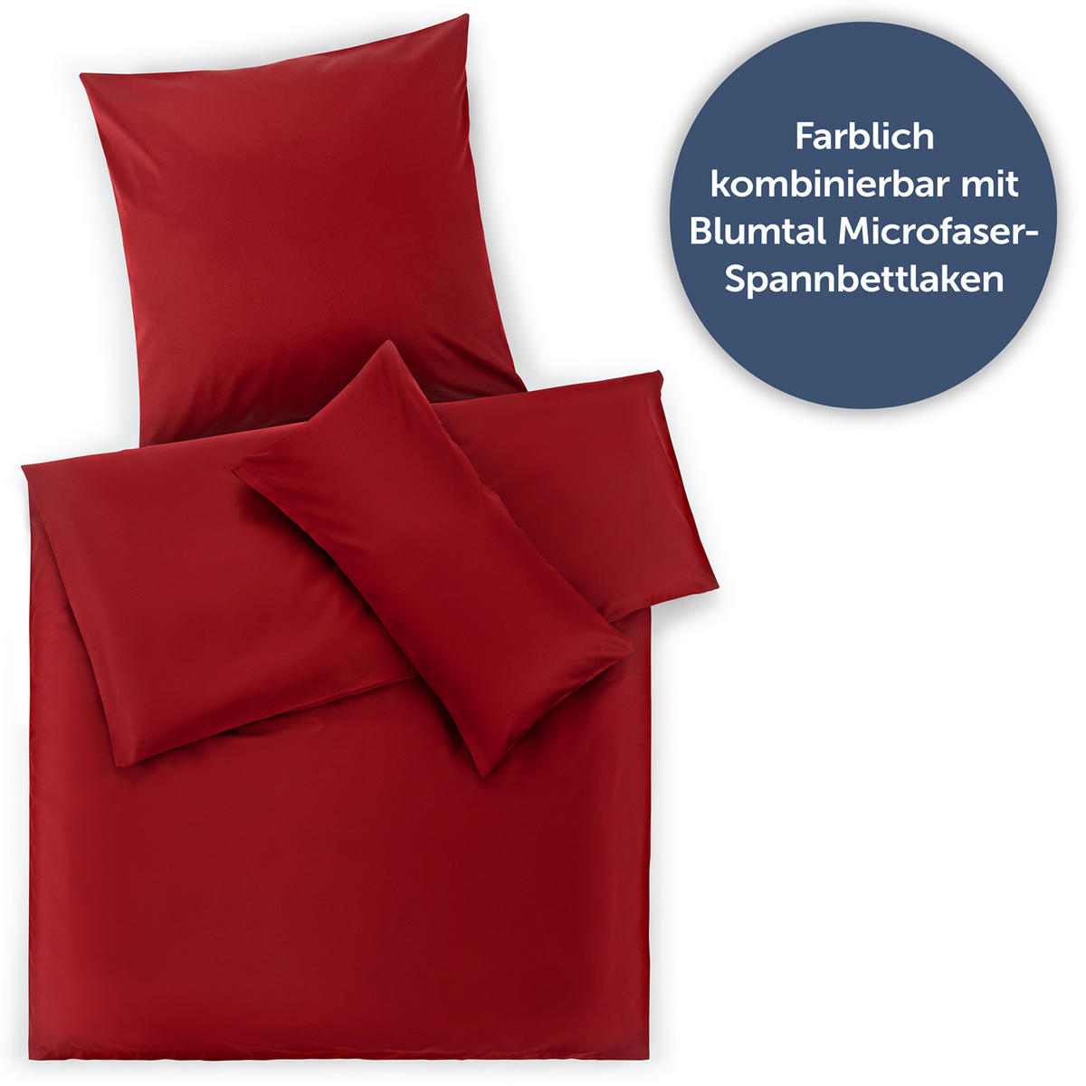 BETTWÄSCHE 3-teilig, 200/220 cm & 2x 40/80 cm, Dunkelrot - Dunkelrot, Textil (200/220cm) - Blumtal