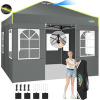 FALTPAVILLON 3x3 m Grau wasserdicht mit 4 Seitenwänden - Grau, Textil (300/298/300cm)