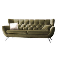 SOFA CHARME Grün Velvet - Dunkelgrün/Silberfarben, Textil/Metall (200/94/95cm) - KAWOLA