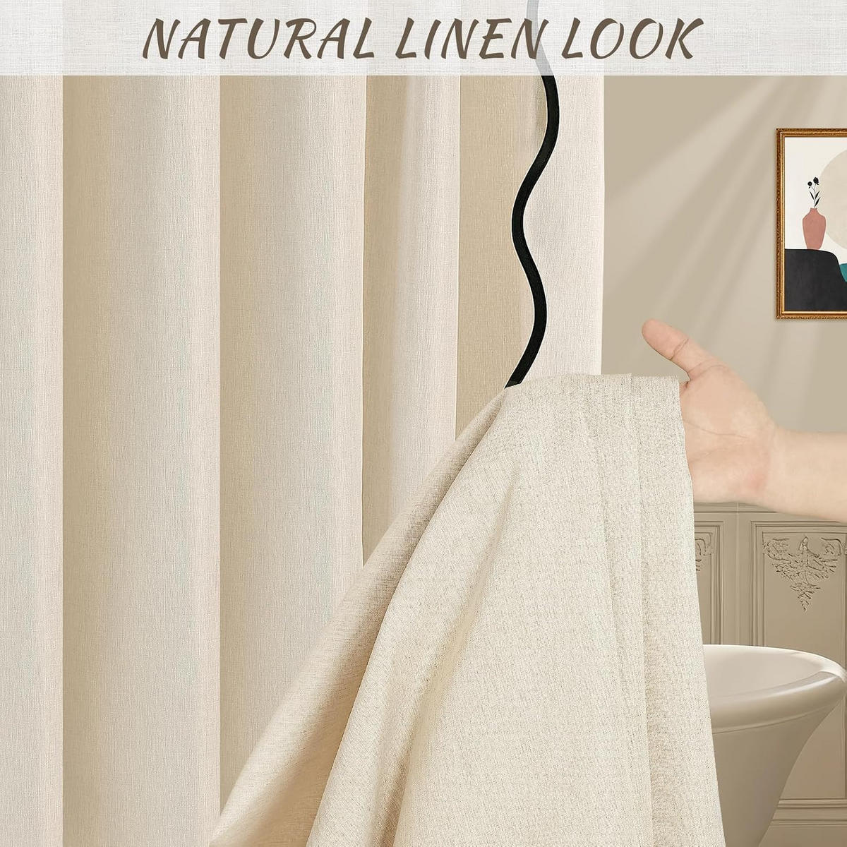 DUSCHVORHANG – 183 x 183 cm – Inklusive Haken – Weiß - Beige, Textil (183/183cm)