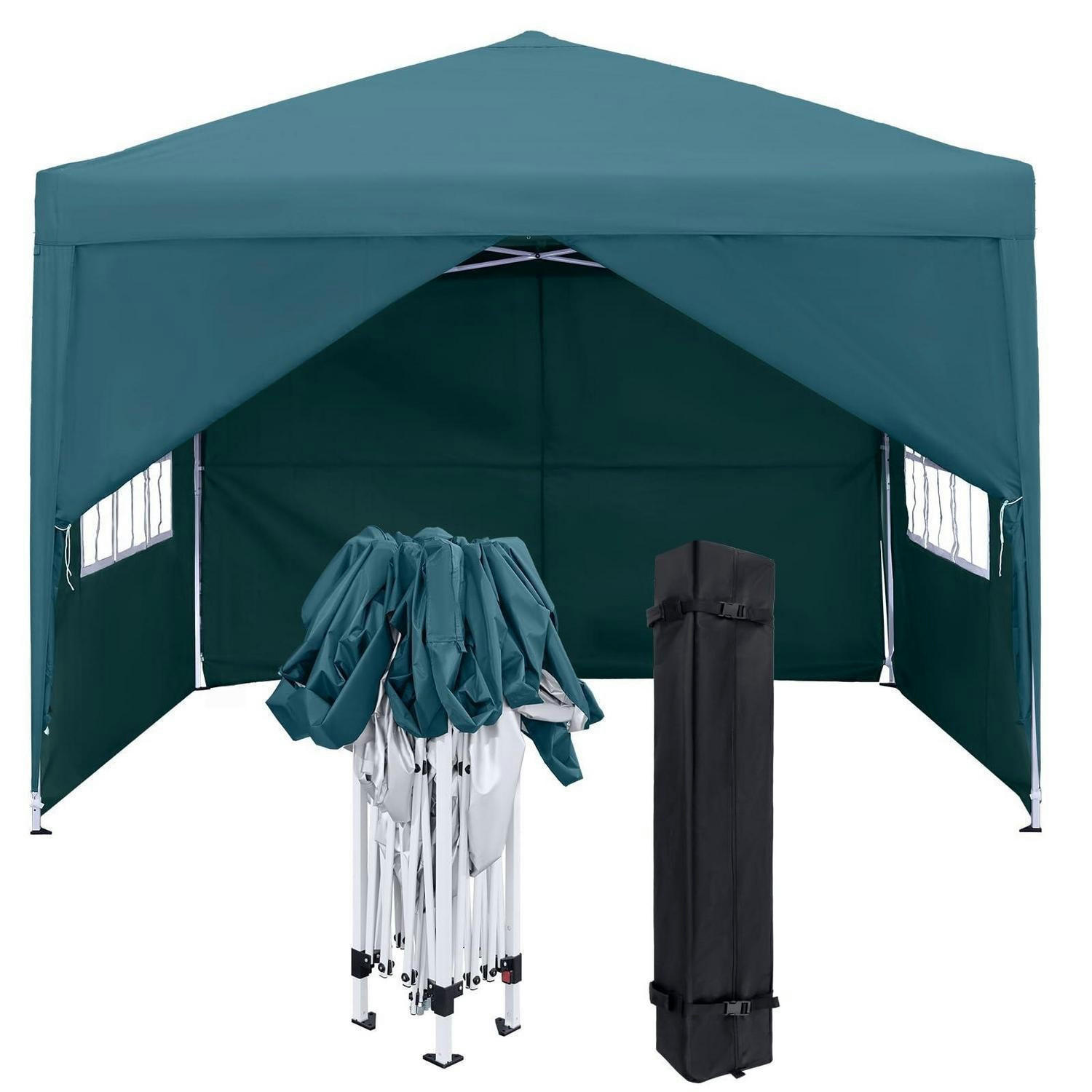 FALTPAVILLON 3x3m mit Seitenteilen und Fenstern Grün - Petrol, Textil (300/260/300cm)