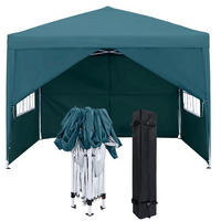 FALTPAVILLON 3x3m mit Seitenteilen und Fenstern Grün - Petrol, Textil (300/260/300cm)