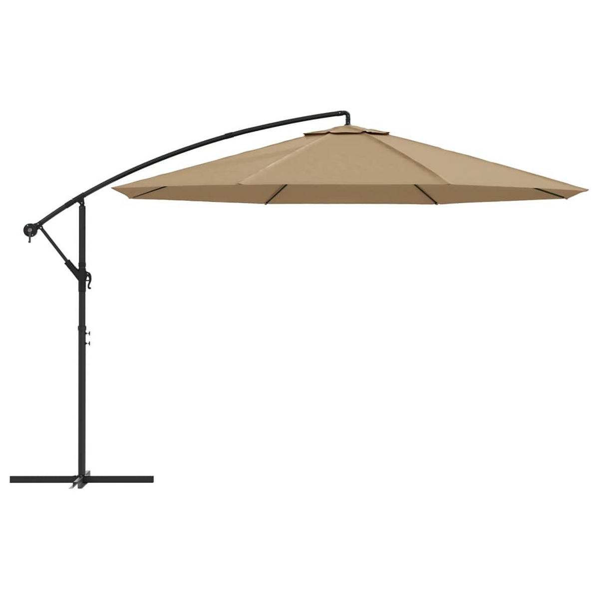 SONNENSCHIRM rund MARC 350cm Taupe | UV-Schutz, Kurbelsystem | Ampelschirm rund - Taupe, Metall (350/350cm) - DELUKE