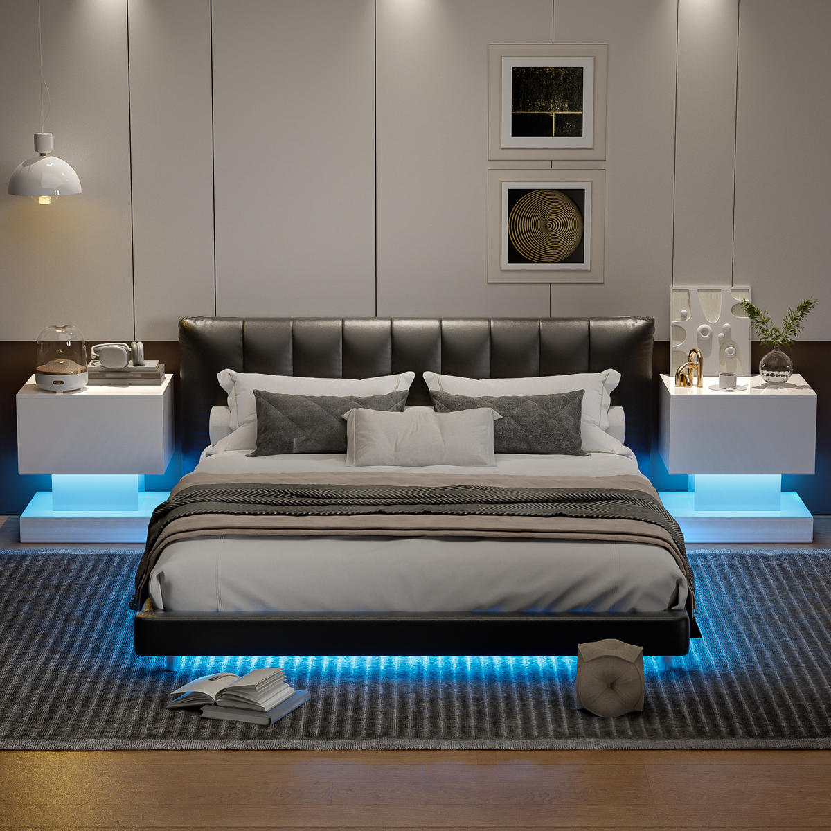 NACHTTISCH 50x40x52 cm, Weiß, LED, 2er-Set - Weiß, Holzwerkstoff (50/52/40cm) - FLIEKS