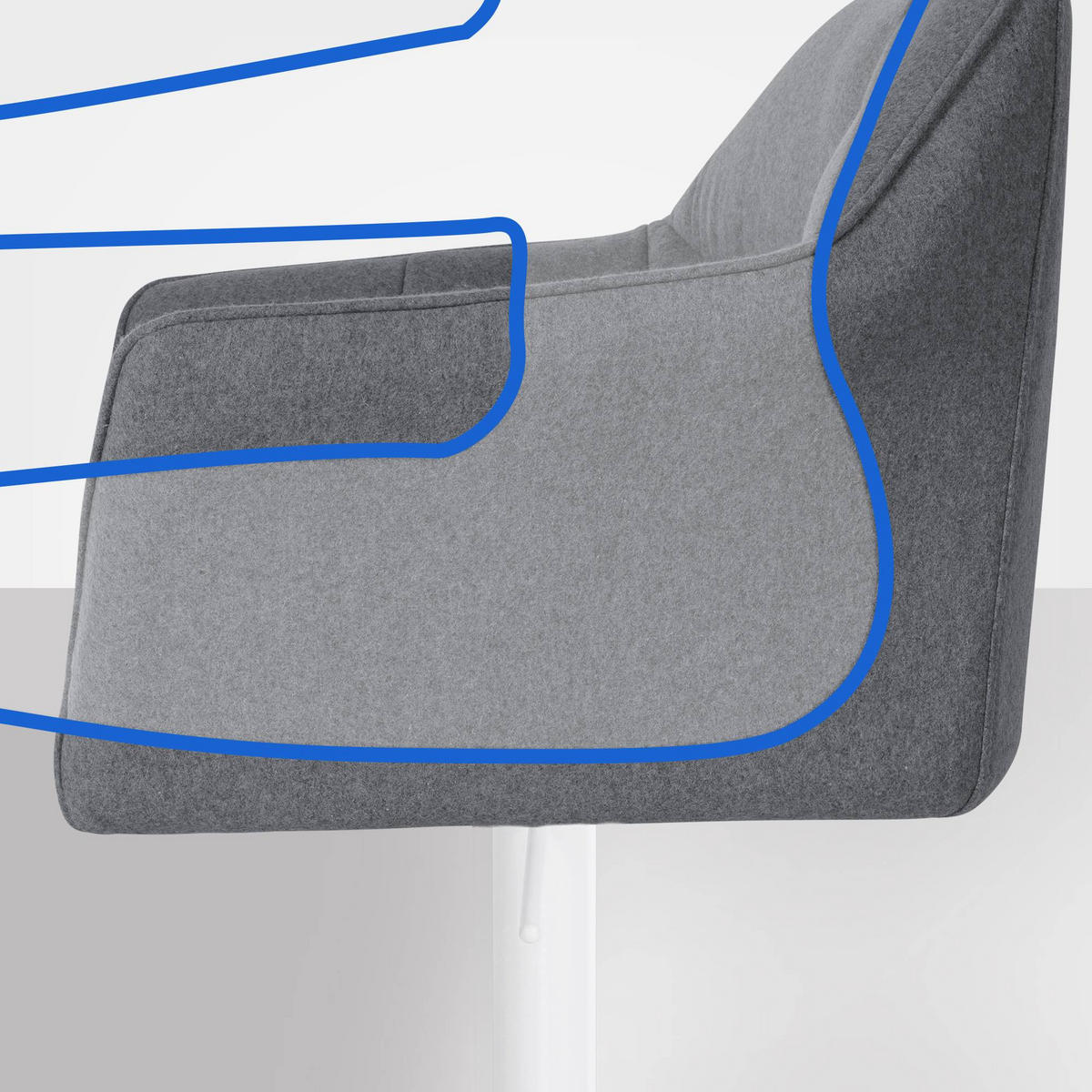 BARHOCKER Filz Grau - Weiß/Grau, Textil/Metall (64/88/45cm) - CLP