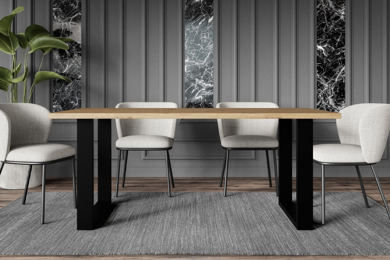 ESSTISCH 160x90x75 cm - Artisan Eiche Optik/Schwarz - KLYN U - Eichefarben, Holzwerkstoff (160/90/75cm) - ALTDECOR