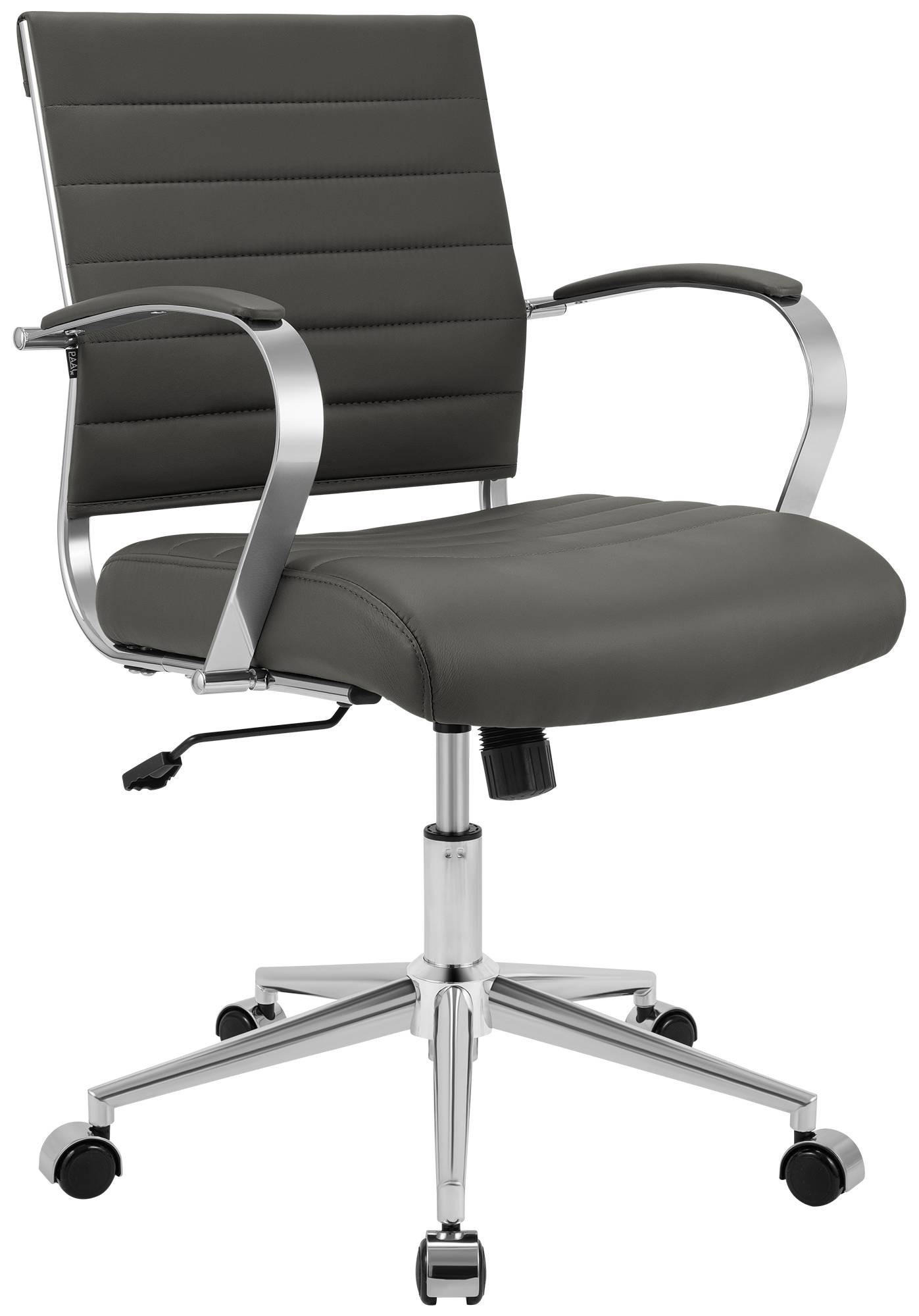DREHSTUHL Lederlook Grau - Chromfarben/Grau, Leder/Textil (57/90/62cm) - CLP