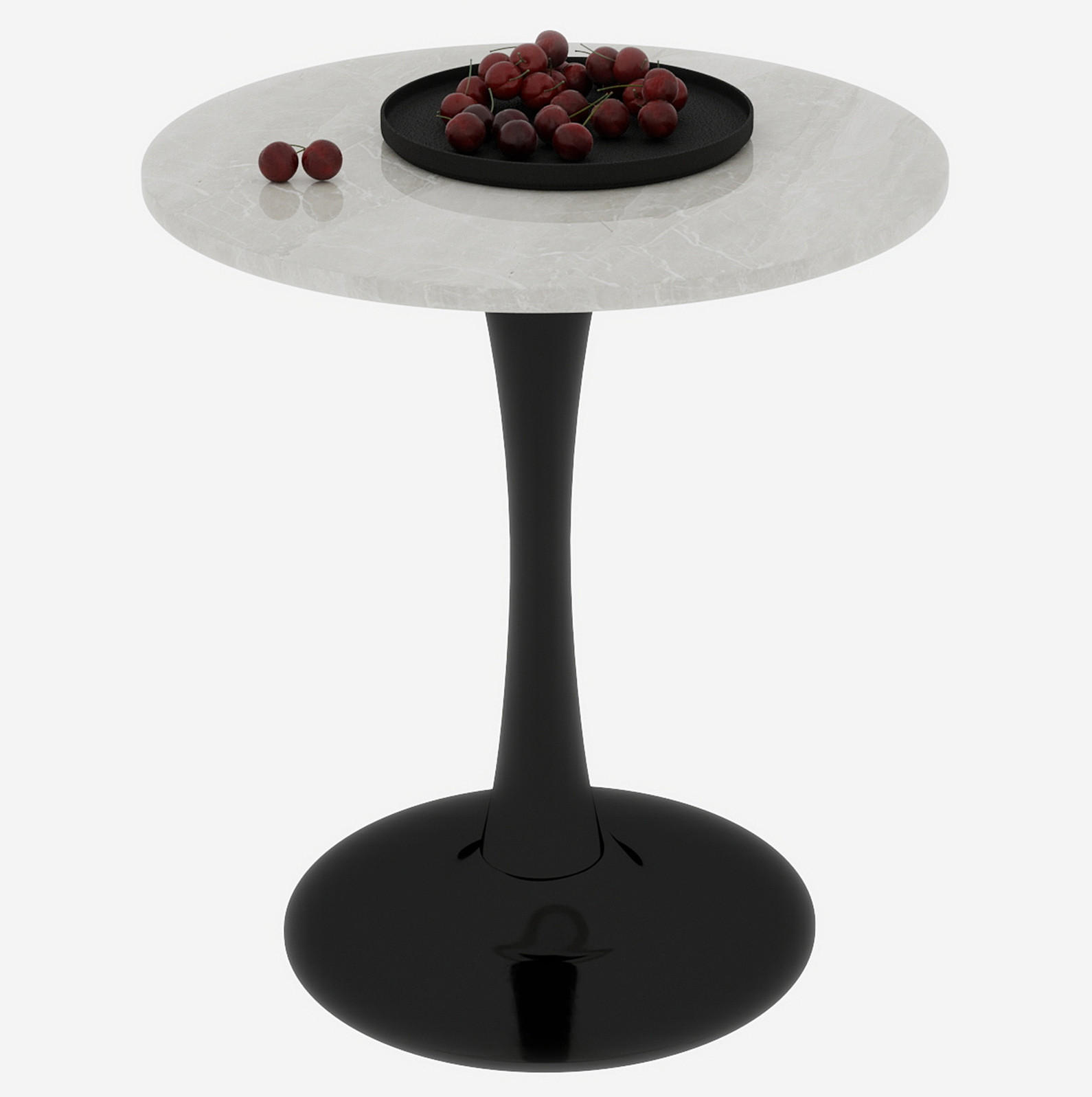 COUCHTISCH 70 cm in Schwarz/Weiß aus Kunstmarmor–rund und modern - Schwarz, Stein (70/70/72cm) - Flora Grace