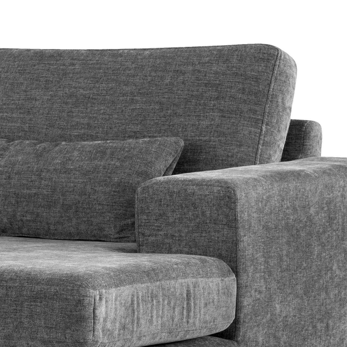 ECKSOFA mit Longchair - Dunkelgrau/Buchefarben, Buchenholz/Textil (281/153cm) - home24