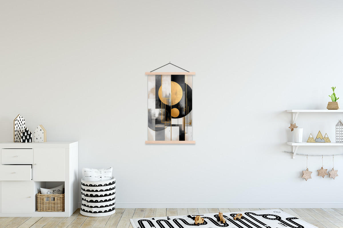 POSTER Abstrakt - Gold - Silber - Formen - Ästhetisch - Modern 60x90 cm - Goldfarben, Textil (60/90/0.15cm) - MuchoWow