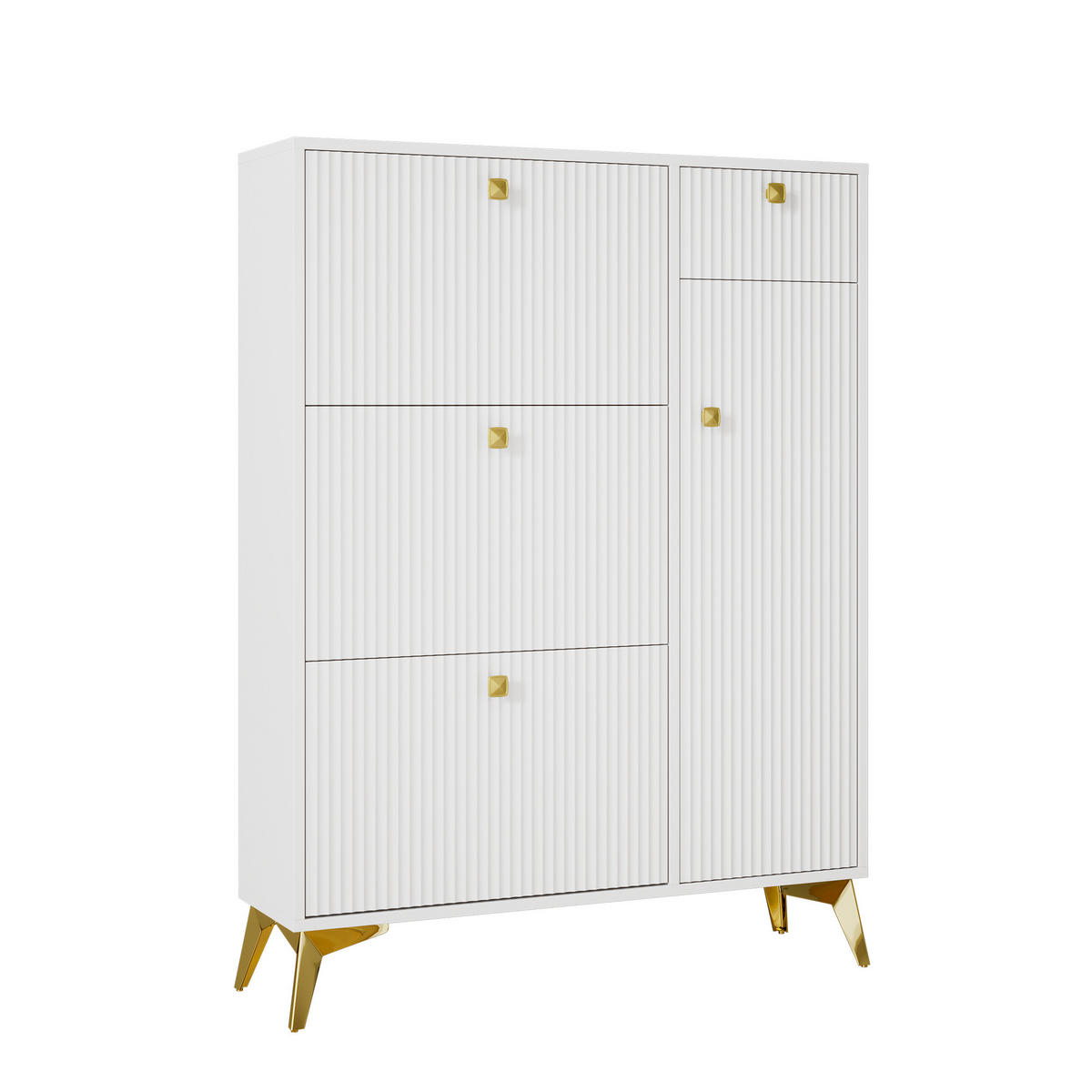 SCHUHSCHRANK Weiß 90/25/121 cm - Weiß, Holzwerkstoff (90/121/25cm) - PANGIVO
