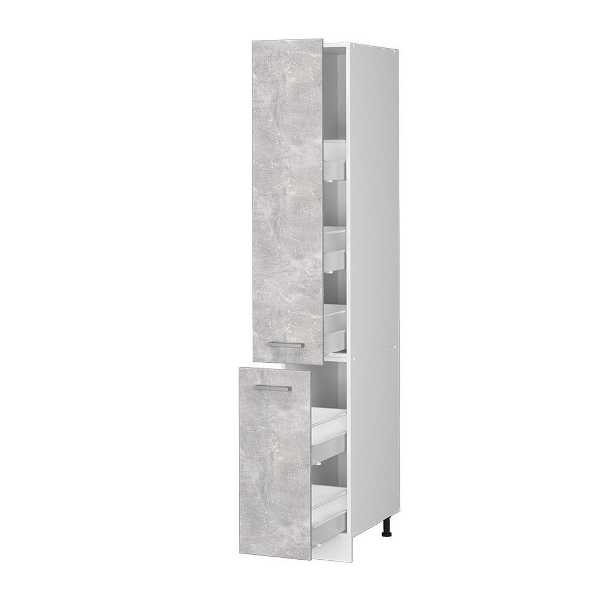 HOCHSCHRANK R-Line Beton 30 cm mit Türen - Schieferfarben/Weiß, Holzwerkstoff (30/207/57.2cm) - Vicco