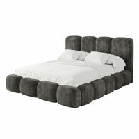 POLSTERBETT SUENO MAXI 180x200 cm in Graphitgrau, gepolstertes Kopfteil, Metalllattenrost, Bettkasten, Velour-Stoff - Graphitfarben/Naturfarben, Holz/Textil (180/200cm) - Muffo