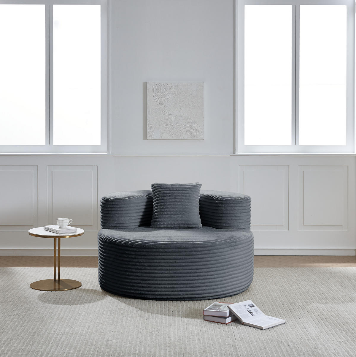 SESSEL aus Kordstoff 112 x 105 x 59 cm Dunkelgrau - Dunkelgrau, Kunststoff (105/59/112cm) - Beauniv