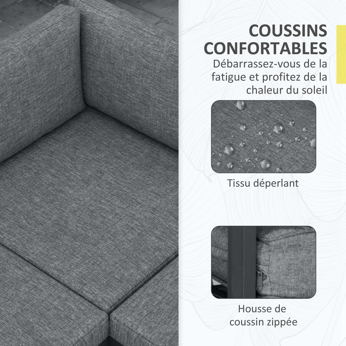 LOUNGEGARNITUR 5 Sitzplätze DE-13401 Aluminium & Holzoptik Anthrazit - Dunkelgrau, Metall - ComfortXL
