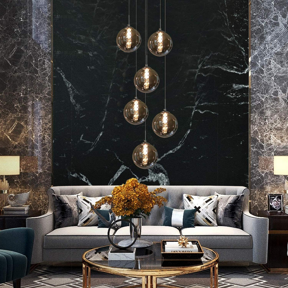 LED-HÄNGELEUCHTE Leuchtjorn 30/30/150 cm - Grau, Glas (30/30/150cm) - ZMH
