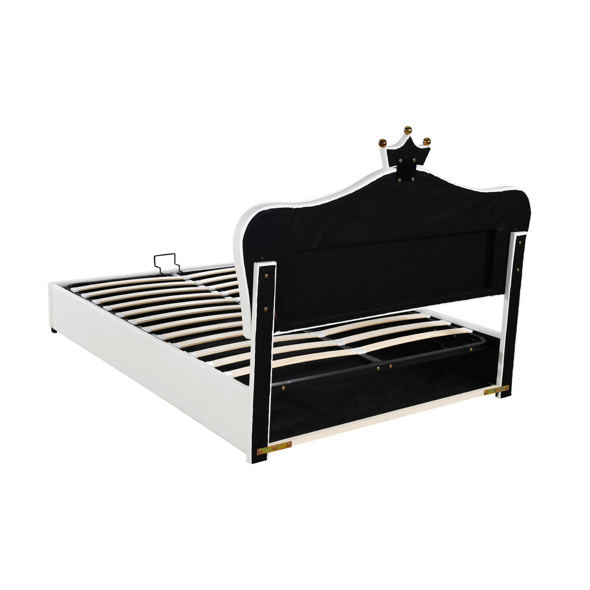 KINDERBETT aus Kunstleder 140x200 cm in Weiß mit LED & Stauraum - Weiß, Leder (140/200cm) - Modfu