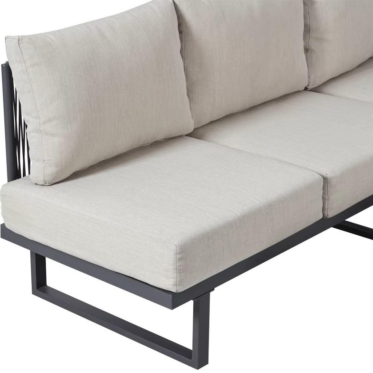 DINING-LOUNGESET 3-tlg. Ecksofa & Tisch Gartenmöbel - Beige, Textil - Kaket