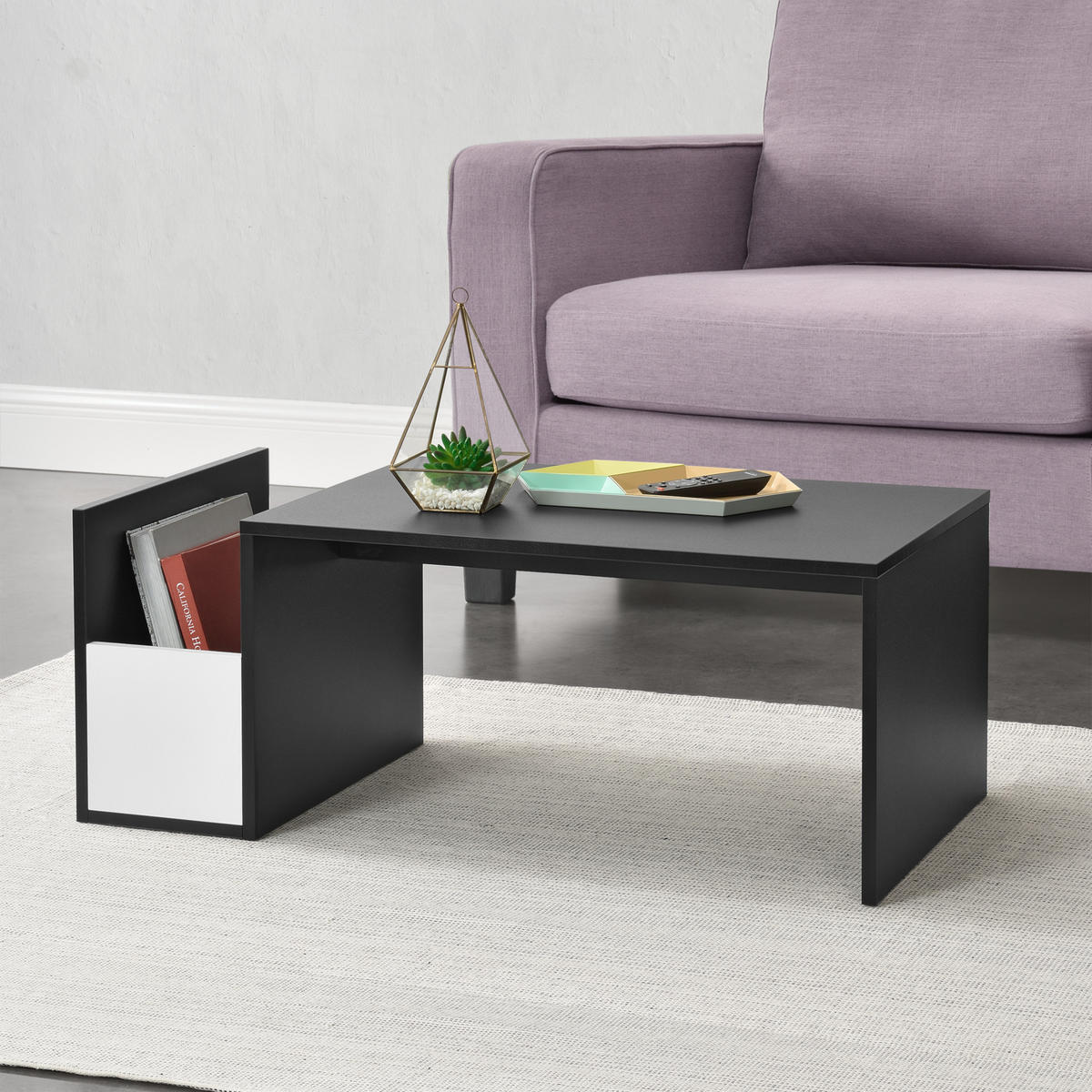 COUCHTISCH Bollnäs 90/45/35 - Schwarz, Holzwerkstoff (45/90/35cm) - [en.casa]