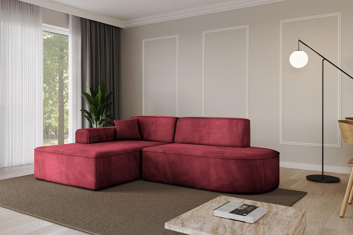 ECKSOFA Ottomane Links IREA-L1-v3 - 232x165x77 cm Bordeauxrot - Bordeaux, Holzwerkstoff/Textil (232/165cm) - ALTDECOR