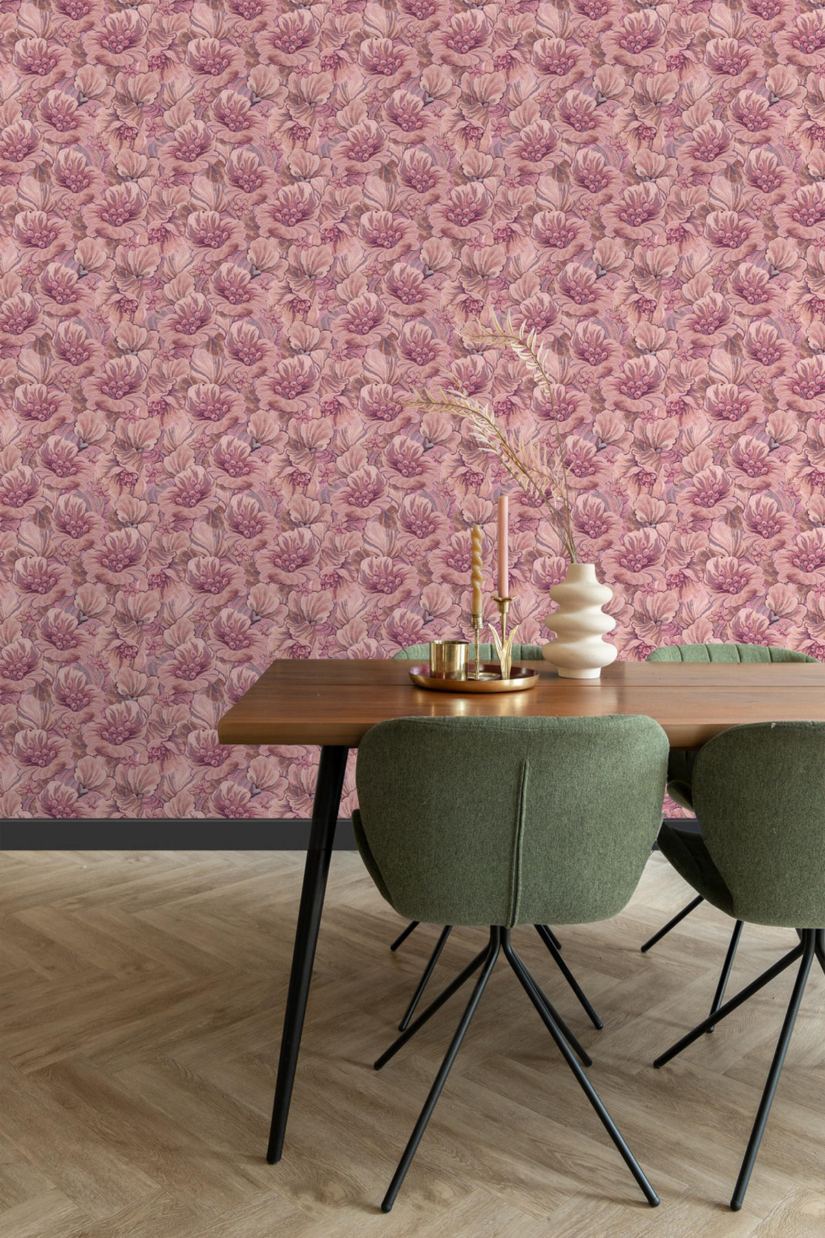 TAPETE gesticktes Blumenmuster 50 x 900 cm - Lila, Papier (50/900cm) - ESTAhome