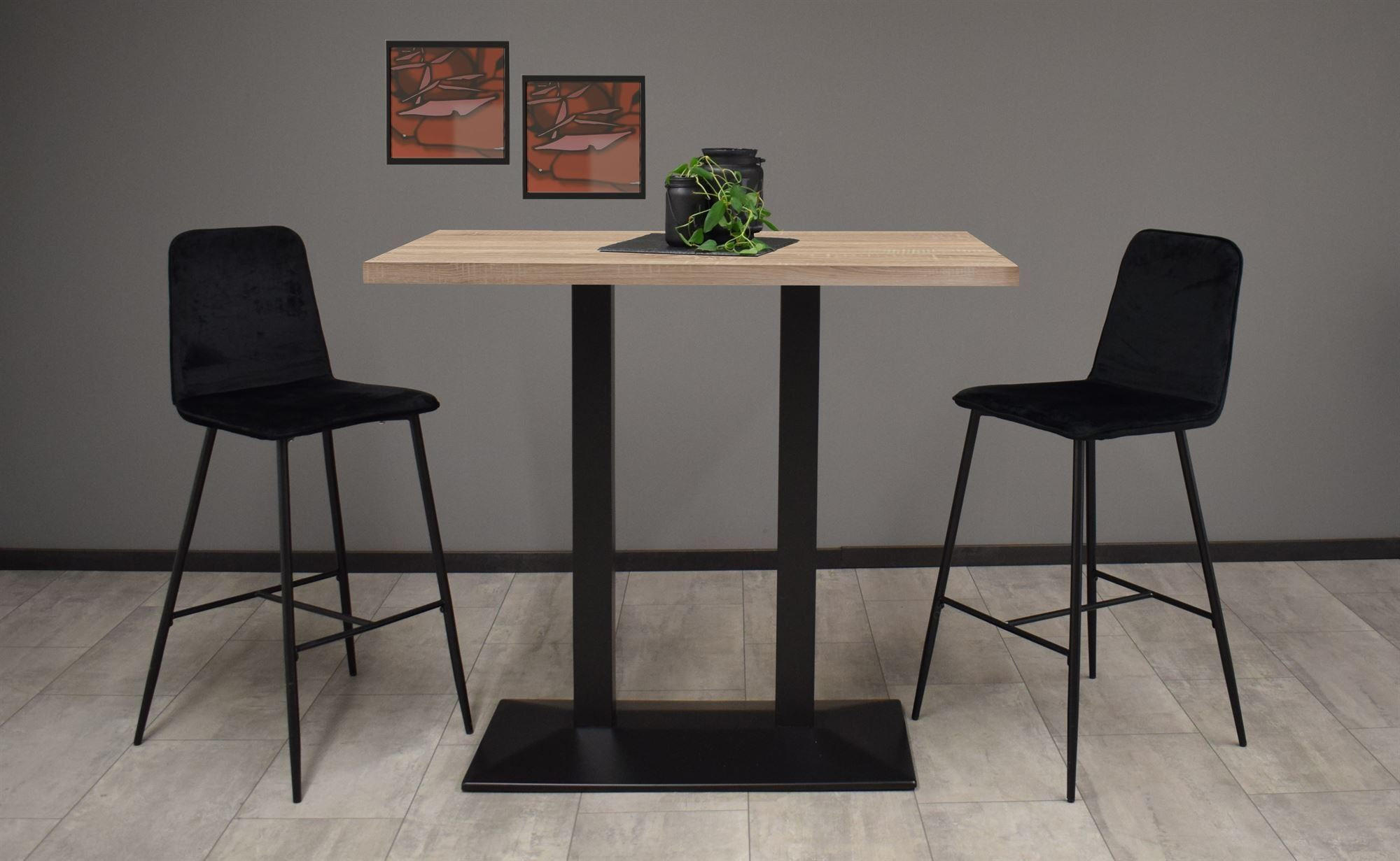 TRESENTISCH Electra 120x70x106 schwarz matt/eiche sägerau - Graubraun, Metall (120/70/106cm) - 58aufmkessel