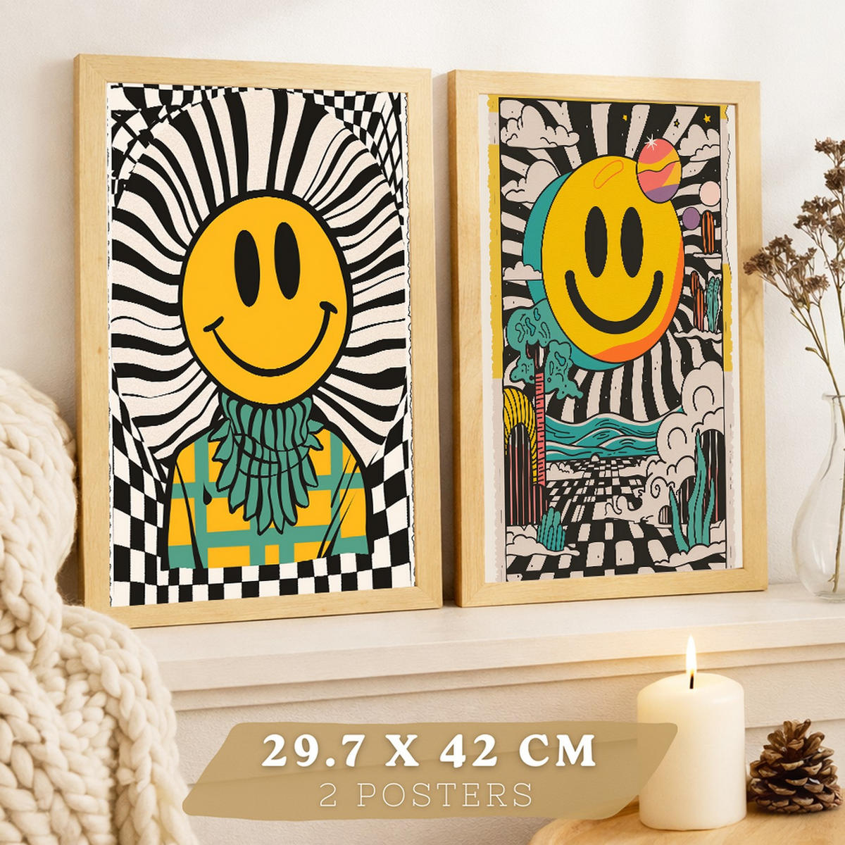 PLAKAT Sada 2 Emoji A3 bez rámu - čirá, papír (29.7/1/42cm) - Nacnic