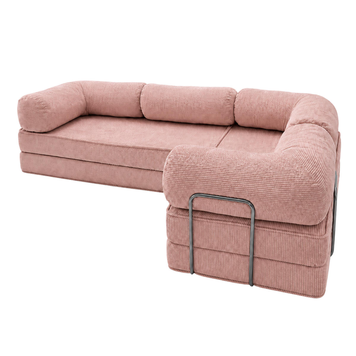ECKSOFA Cord 300 x 200 cm Rosa mit Schlaffunktion - Pink, Textil (300/200cm) - SURB
