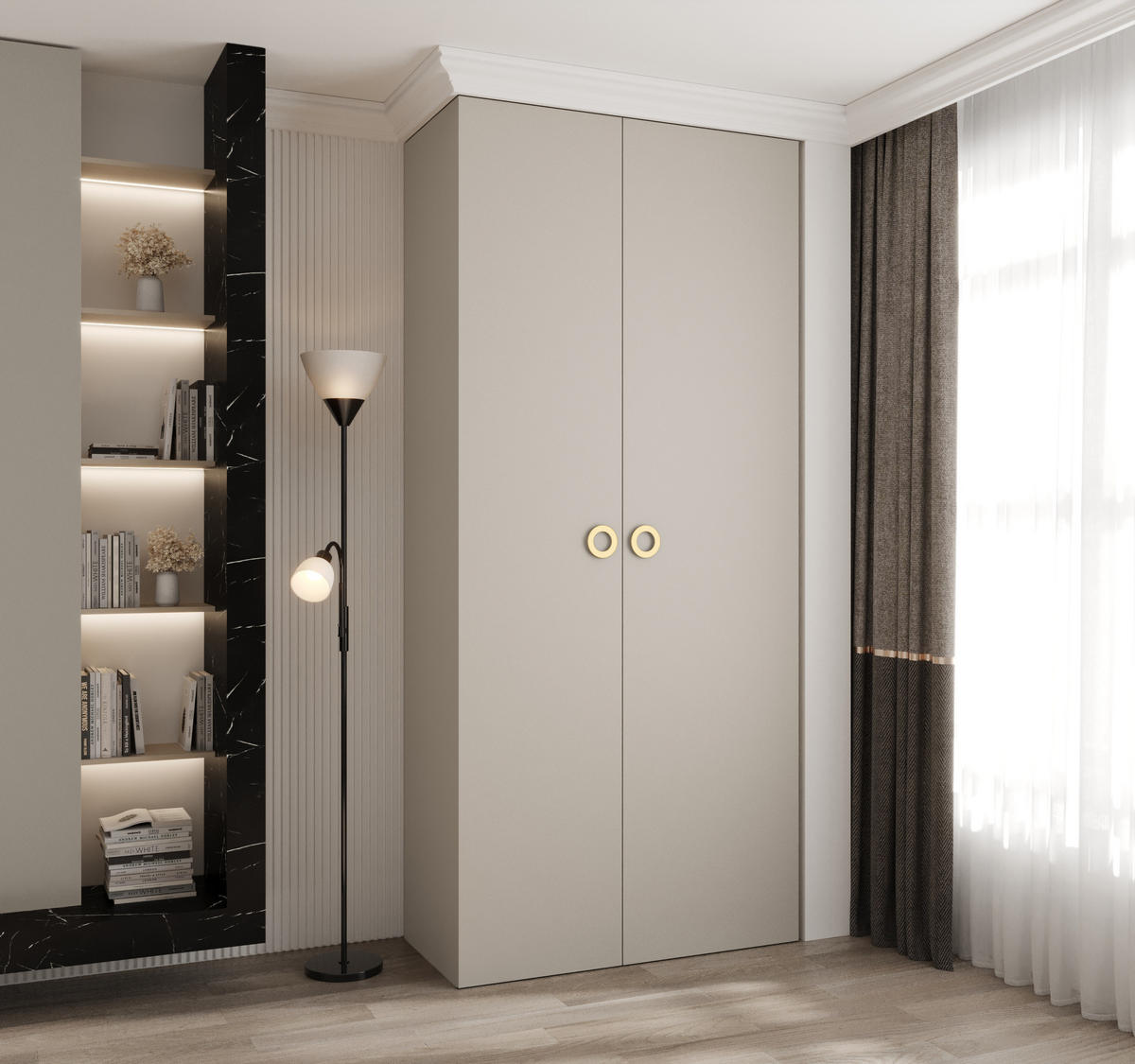 DREHTÜRENSCHRANK 245,5/110/40 2-türig - Kaschmir/Goldfarben, Holz/Metall (110/245.5/40cm) - Abiks Möbel