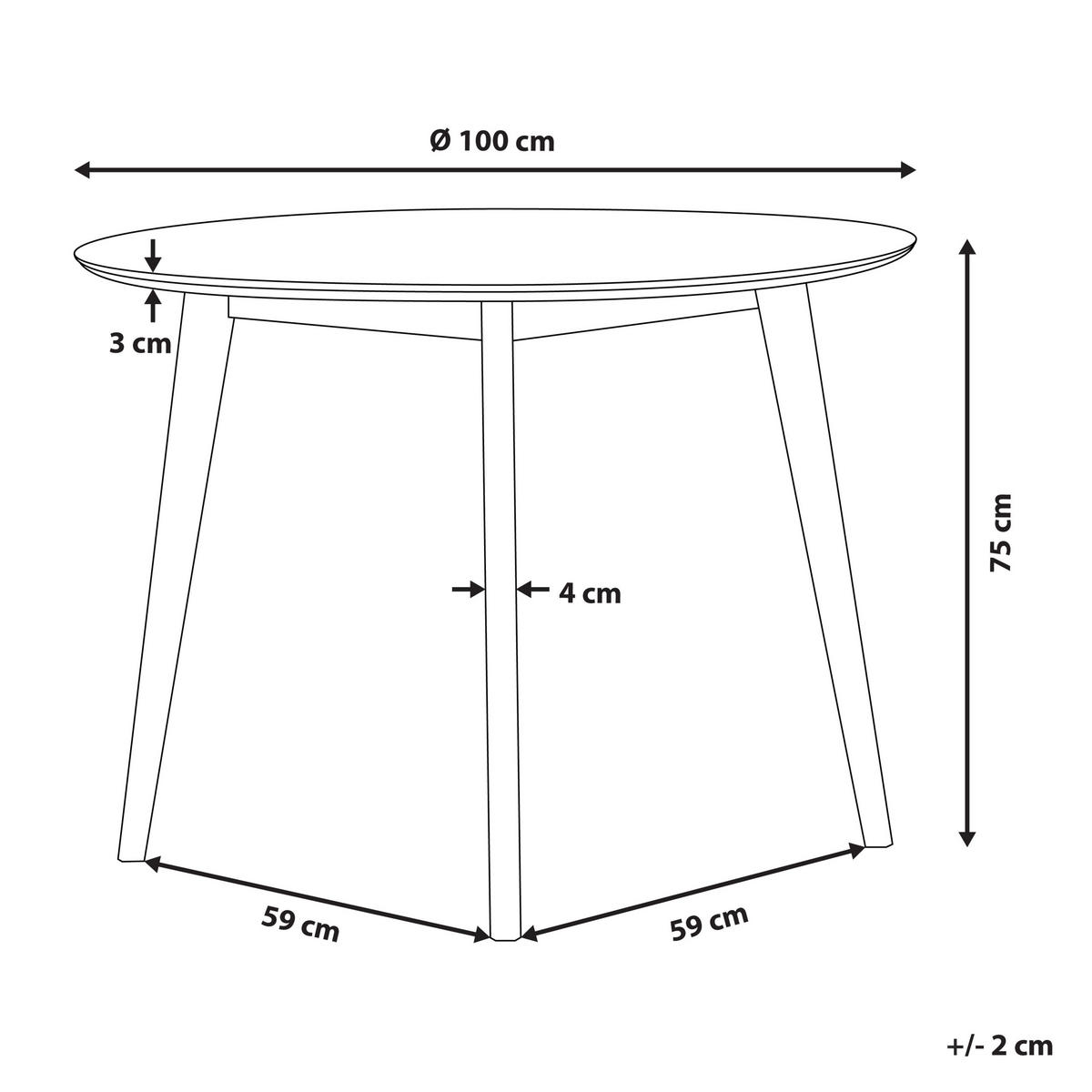 ESSTISCH 100/100/75 cm Weiß Rund Roxby - Weiß, Holzwerkstoff (100/100/75cm) - Beliani