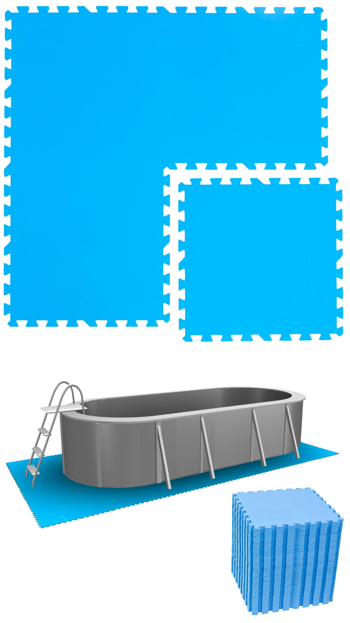 POOLMATTEN 12,1m² 52 EVA Matten 50 cm Blau - Blau, Kunststoff (50/50cm) - eyepower