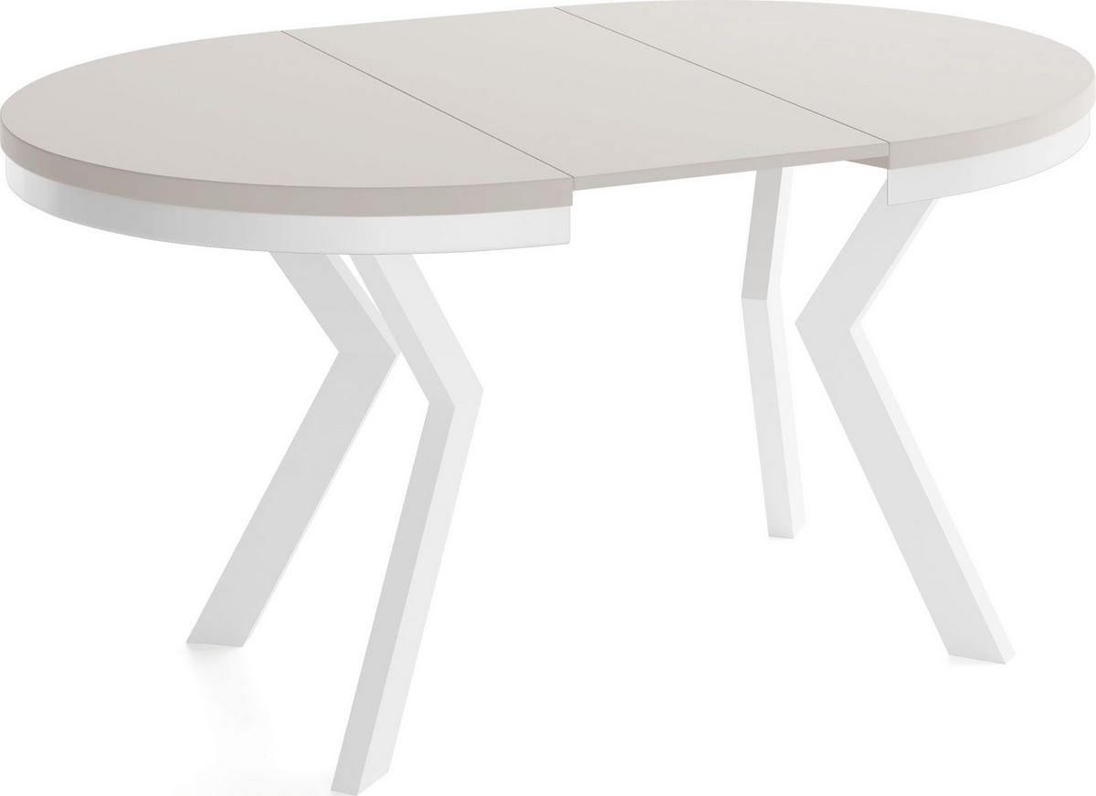 ESSTISCH Savio Weiß Neo rund ausziehbar verlängerbar, Kaschmir 80-130/80/77 cm - Kaschmir/Weiß, Holz/Holzwerkstoff (80/80/77cm) - WFL GROUP