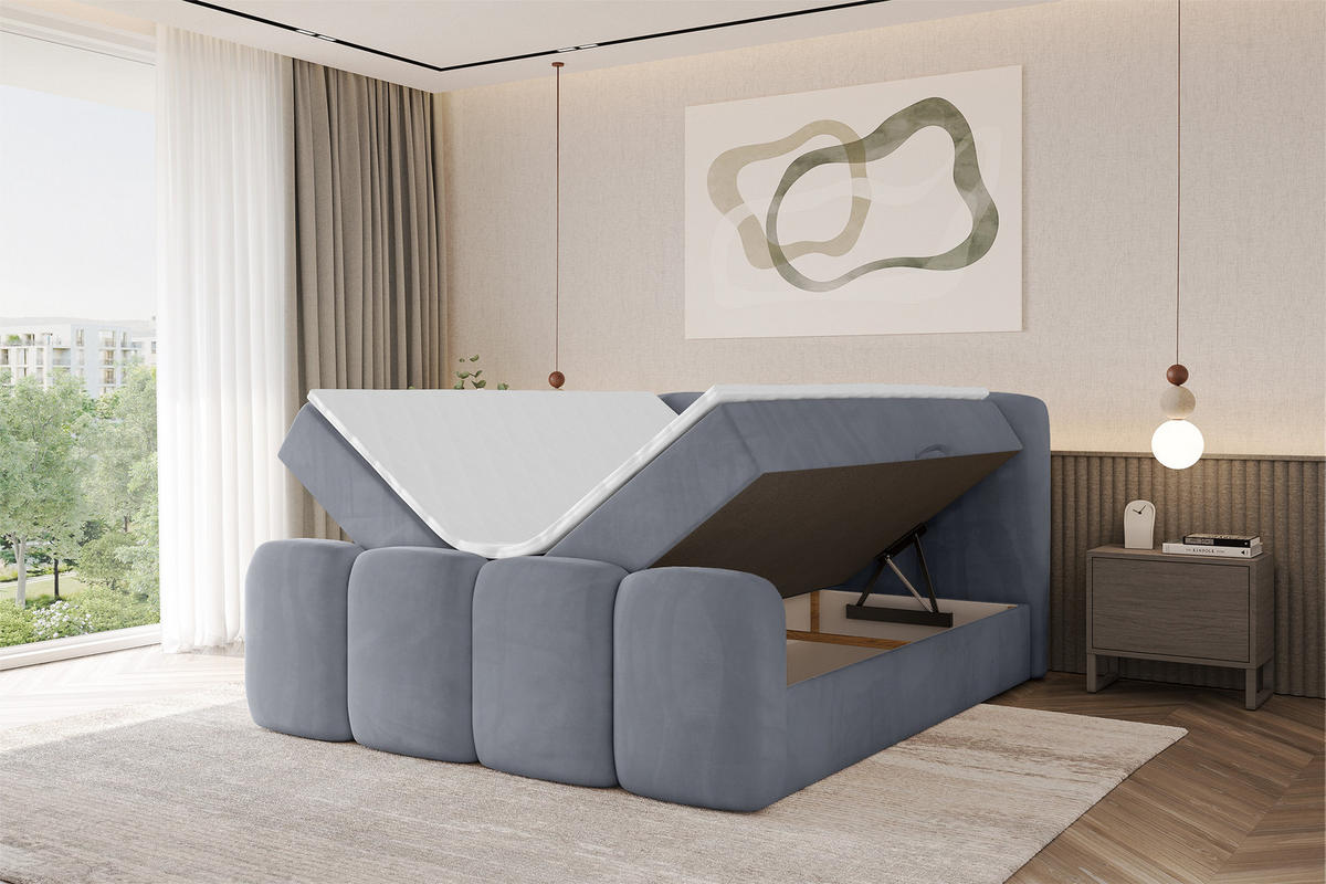 AMERICKÁ postel s matrací H4 a lamelovým roštem – NINA-Z – 120 × 200 cm – šedá - antracitová, kompozitní dřevo (120/200cm) - ALTDECOR