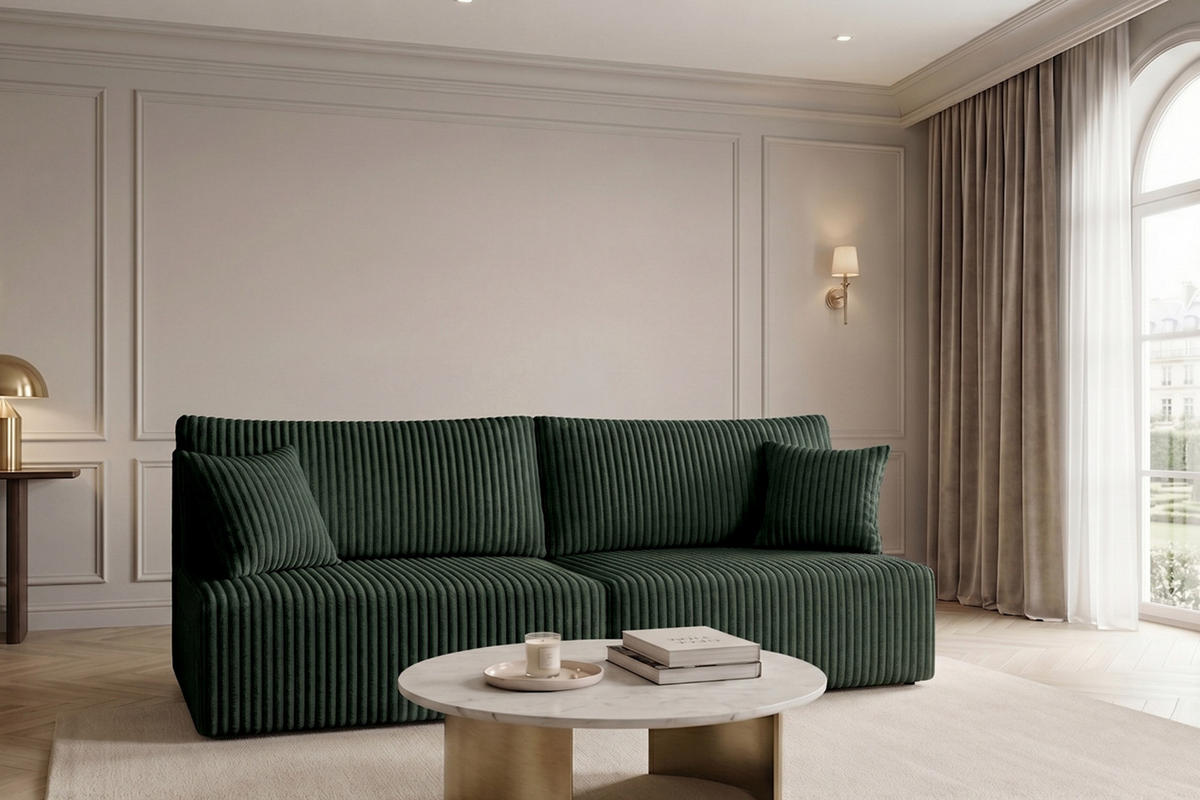 SOFA Mit Schlaffunktion Und Bettkasten, Cordstoff Tilia, Grün, BEST MINI - Grün, Holz (200/83/98cm) - Kaiser Möbel