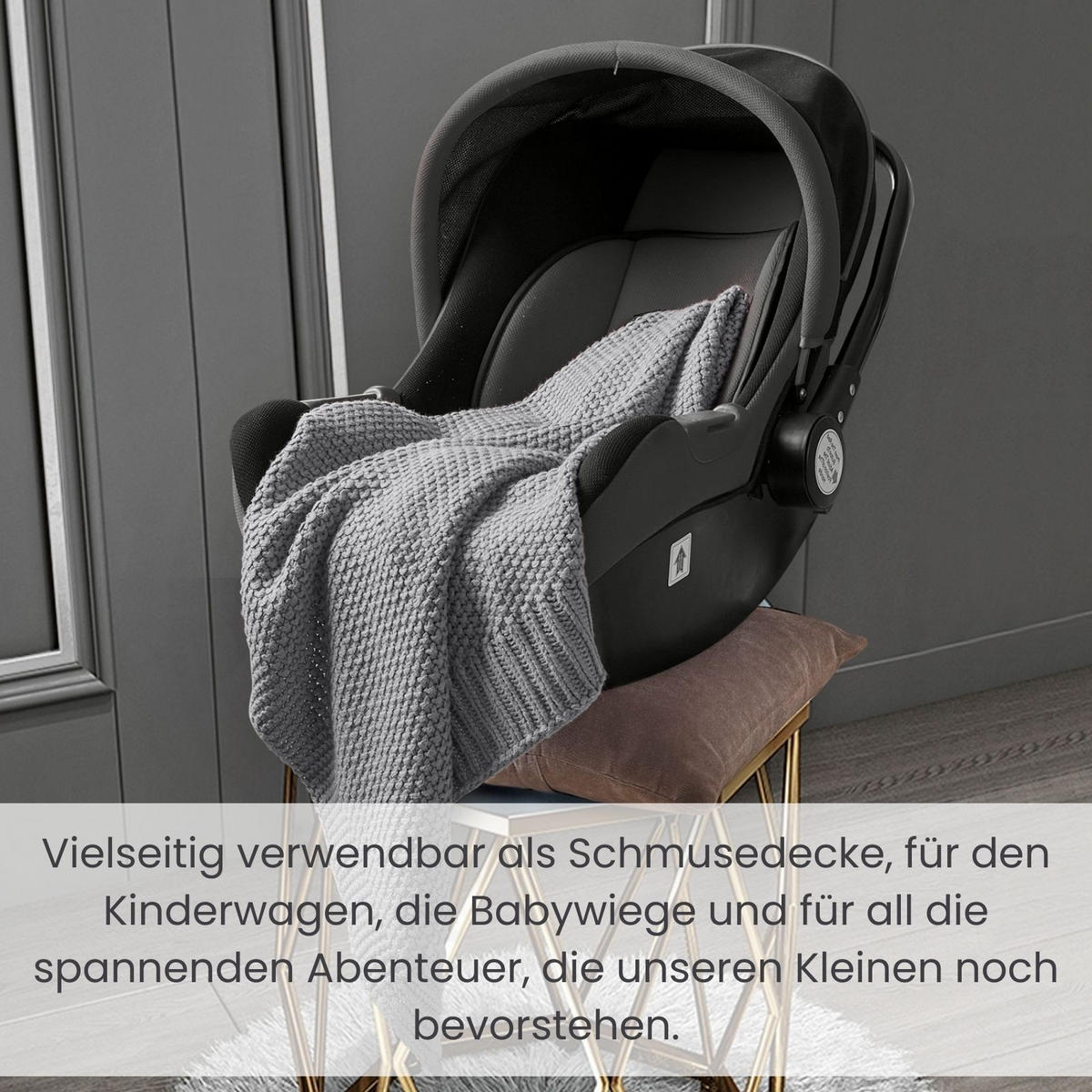 SCHMUSEDECKE 2er Set Strick grau 70/100 cm - Grau, Textil (70/100cm) - wometo