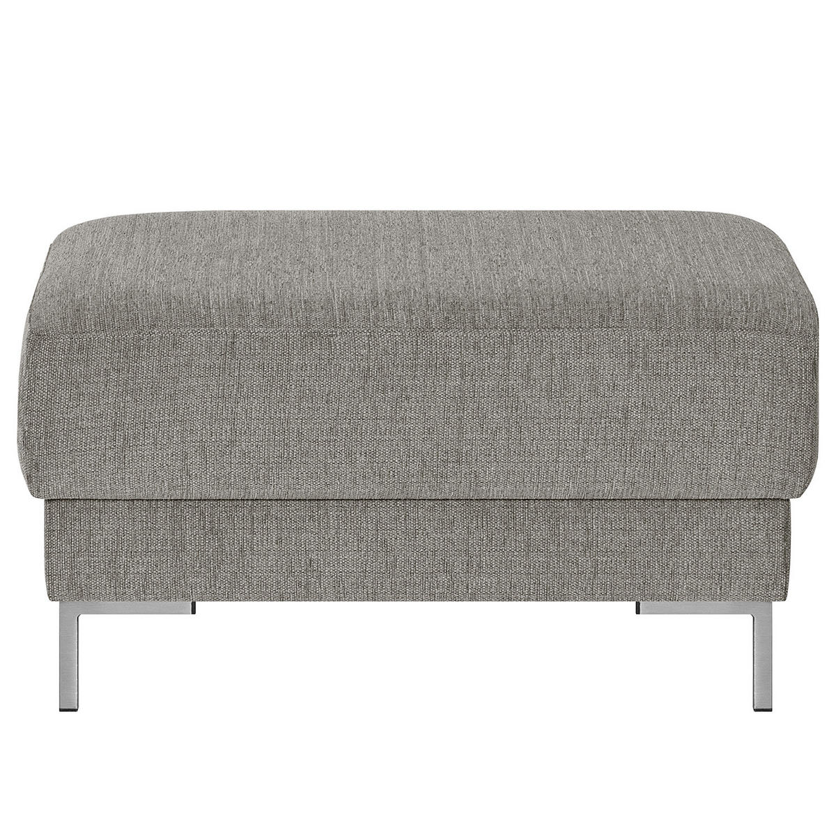 POLSTERHOCKER - Silberfarben/Hellgrau, Textil/Metall (80/44/61cm) - home24