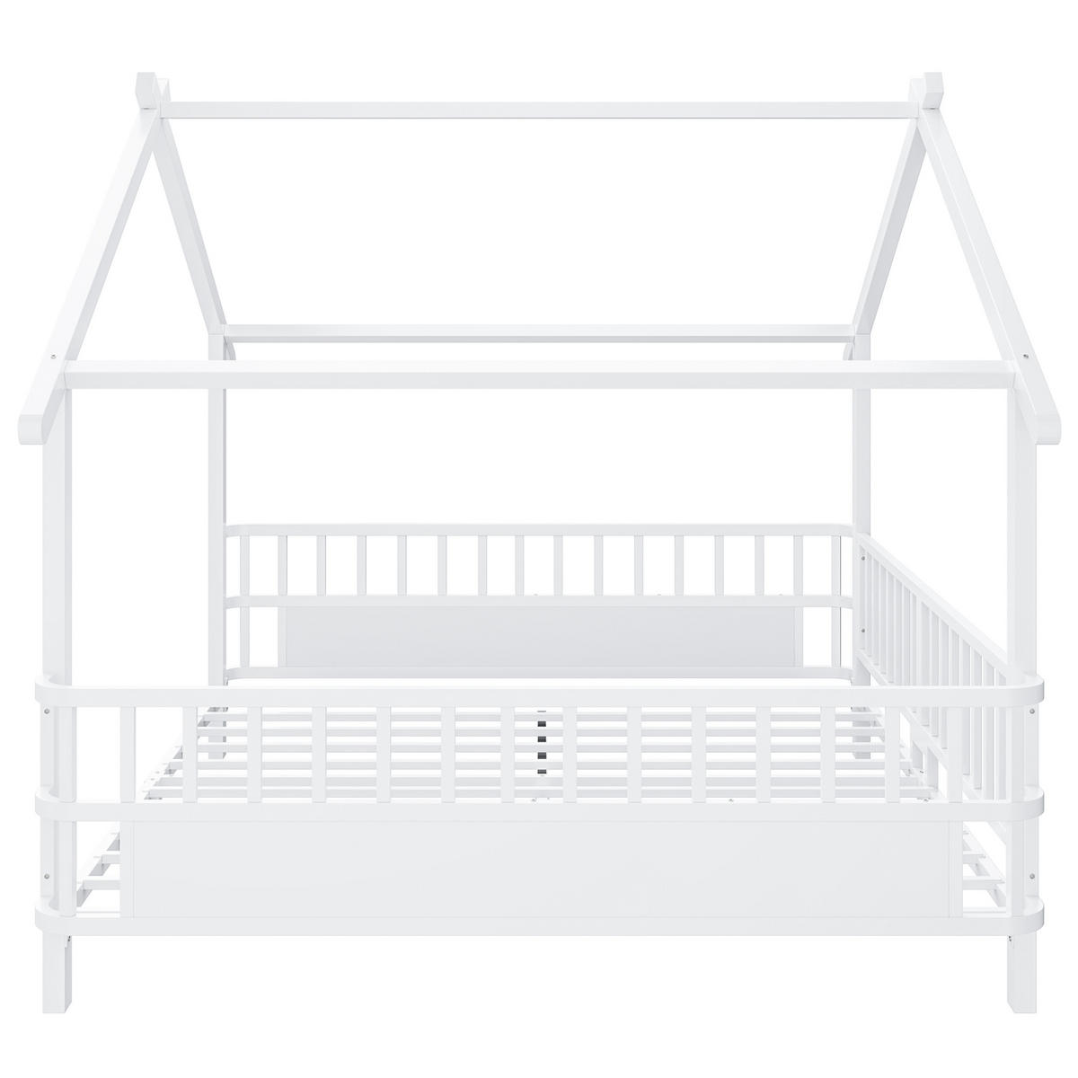 HAUSBETT 140x200 Metall Sicherheitsgitter Weiß - Weiß, Metall (140/200cm) - FLIEKS