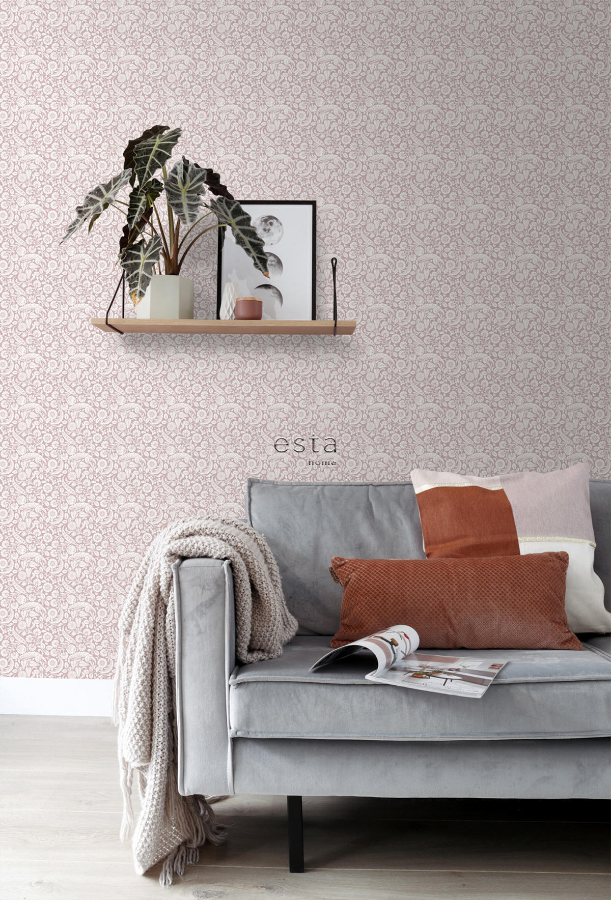 TAPETE Blumenmuster 50 x 900 cm - Lila, Papier (50/900cm) - ESTAhome