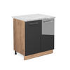 SPÜLENUNTERSCHRANK Fame-Line Anthrazit Hochglanz 80 cm, AP Marmor - Anthrazit/Eiche Wotan, Holzwerkstoff (80/82/60cm) - Vicco
