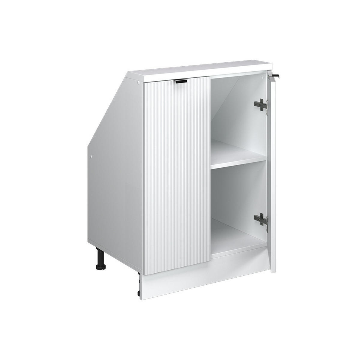 DACHSCHRÄGENSCHRANK Rion Weiß Riffel 60 x 81.6 cm mit 2 Türen - Weiß, Holzwerkstoff (60/81.6/46cm) - Vicco