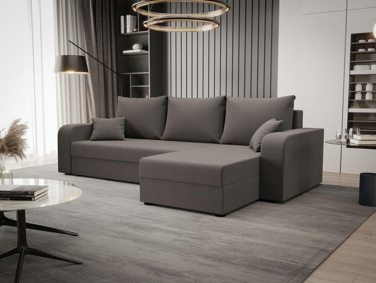 ECKSOFA HEWLET L BIS Sawana 21 Rechts mit Schlaffunktion - Grau, Textil (240/140cm) - Bedante