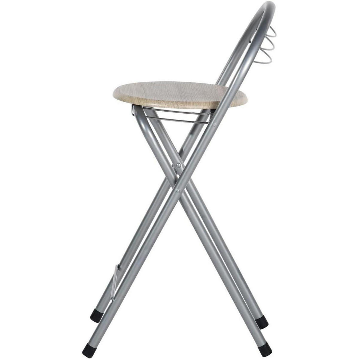 BARHOCKER klappbar Holzoptik/Silber Sitzhöhe 61 cm - Multicolor, Metall (36/79/41cm)
